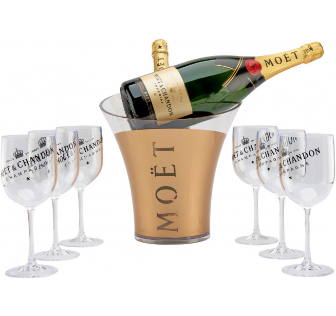 Pachet Moet & Chandon Brut 1.5L cu Frapiera si 6 Pahare